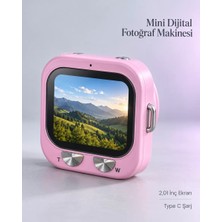 Günlük ve Seyahat Kullanımı Için Ekranlı Pembe Mini Dijital Kamera Midastech