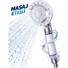 MidasTech Filtreli Duş Başlığı Masaj Etkili 5 Su Akışlı Yağmur Sis Geniş Karışık Akışlı Beyaz