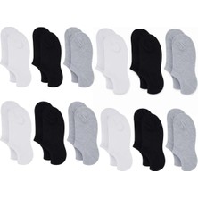 Nilya Kadın Bambu 12’li Dikişsiz Babet Çorap Siyah Beyaz Gri Görünmez Sneaker Çorap Nefes Alan Yumuşak