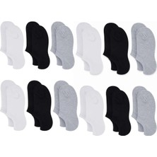 Nilya Kadın Görünmez Sneaker Babet Çorap 12'li | Geri Dönüşüm Iplikli, Nefes Alan, Siyah Beyaz Gri