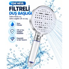 Filtreli 6 Sprey Modlu Duş Başlığı Büyük Panel Beyaz Çok Fonksiyonlu Midastech