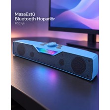 Rgb Işıklı Bluetooth 5.4 Masaüstü Soundbar Hoparlör USB ve Tf Kart Destekli Mavi Midastech