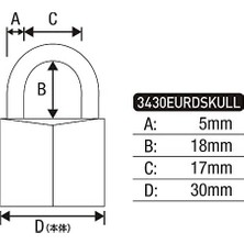 SBN - Store Prime 3430EURDSKULL Anahtar Asma Kilit, Kafatası Motifli, 5,3 x 3 x 1,5 Cm, Siyah, Beyaz ve Yeşil