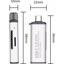 SBN - Store Prime , Type-C Portlu Telefon, Tablet, Bilgisayar, Uyumlu Type-C To USB 3.0 Sd Micro Sd Kart Okuyucu 3 Portlu Çevirici Dönüştürücü Hub Adaptör