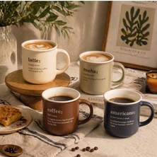 SBN - Store Prime 380 cc Porselen Kupa Bardak, Kahve Sözlüğü Tasarımlı Minimalist Kahve Fincanı (, Mocha, Coffee Veya Americano - Stok Durumuna Göre 1 Adet Gönder
