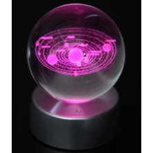 Aslanoğlu Store Kozmik Temalı Işıklı Cam Küre 6cm Plastik Altlıkla