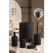 Okyanus Home Coliseum Siyah 5'li Banyo Seti Modern Tasarım Suya Dayanıklı Malzeme