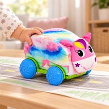 Ramnes Molie Peluş Unicorn Tekerlekli Bebek Yumuşak Kumaş Oyuncağı Araba Çok Renkli