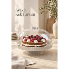 Okyanus Home Coliseum Ayaklı Beyaz Yuvarlak Kek - Pasta Fanusu