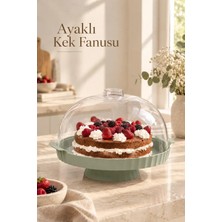 Okyanus Home Coliseum Ayaklı Yeşil Yuvarlak Kek - Pasta Fanusu