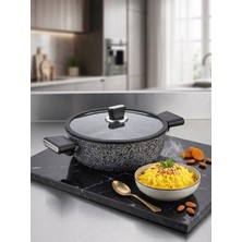 Polochef Silver Stone Ultra Güçlü Granit Basık Pilav Karnıyarık Tenceresi 30 cm