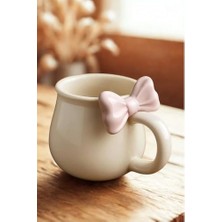 SBN - Store Prime Life Pembe Fiyonklu 300 ml Beyaz Seramik Kupa Bardak MIT1212