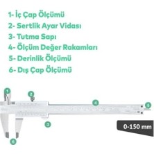 SBN - Store Prime Analog Kumpas – 150 mm Karbon Çelik Gövde, 0.02 mm Hassasiyetli Ölçüm Aleti, Iç-Dış-Derinlik- Ölçüm Için Uygun Teknik Kaliper (Mekanik)
