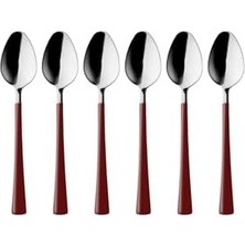 SBN - Store Prime 6 Adet Çay ve Kahve Kaşığı Seti, Paslanmaz Çelik 18/10, Gümüş Kırmızı