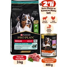 Pro Plan 2’li Köpek Kuru Mama ve Konserve Mama Seti – Kuzu Etli Sensitive Digestion Kuru Mama 3 kg + Hindili Konserve Mama 400 G