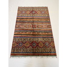 El Dokuma Afgan Halı Horjin Desenli Kök Boya 126 x 192 cm