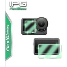 Djı Osmo Action 6 (2 Büyük-1 Küçük Ekran) Için Ipg Flexiglass Ekran Koruyucu (2 Adet), 9h Esnek Fiberglass Ekran Koruma Filmi, Pürüzsüz Cam Yüzey