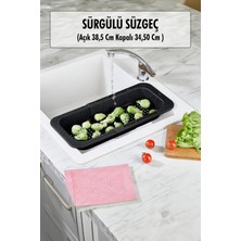 Mabelme Store Lavoba Içi Sürgülü Açılır Kapanır Sebze Meyve Süzgeci Siyah (Açık 38,5 cm Kapalı 34,50 cm )