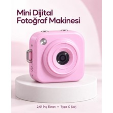 Alfa Brand 128 Gb’a Kadar Hafıza Kartı Destekli Pembe Mini Dijital Fotoğraf Makinesi