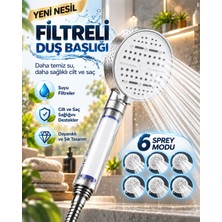 Alfa Brand 6 Sprey Modlu Filtreli Duş Başlığı Büyük Su Paneli Silikon Nozullu Beyaz Modern Tasarım