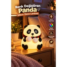 Alfa Brand Sevimli Panda Silikon Gece Lambası Renkli Işık Modu Dokunmatik Kontrollü Aydınlatma