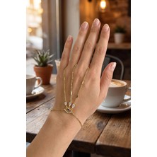 Alfa Brand Gold Renk Pirinç Zirkon Taşlı Göz Model Şahmeran