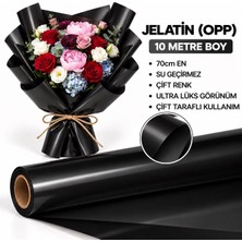 Flora Ambalaj Lüks Siyah Çiçek Buketi Ambalaj Kağıdı Rulo 70 cm x 10 Metre - Su Geçirmez Çiçekçi Ve Hediye Paketleme Ambalajı