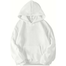 Brz Collection Unisex Oversize Basic Hoodie Beyaz