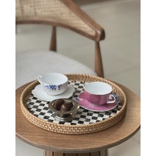 Marys Concept Yuvarlak Sedefli Damalı Tepsi 30 cm