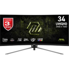 MSI Msı 34 Mag 345CQRF E20 3440X1440 (Uwqhd) 21:9 Curve 1000R Rapıd Va 200HZ 0.5ms (Gtg Min.) Freesync Premıum Gamıng Monıtor