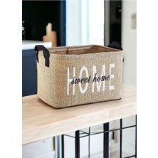 Prendi Home Home Baskılı Jüt Çamaşır Kirli Oyuncak Sepeti 25X18X14