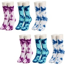 Nilya Unisex Batik Desenli Çorap 6'lı Set Pamuklu Renkli Uzun Soket Dikişsiz Nefes Alan Spor Çorabı Günlük