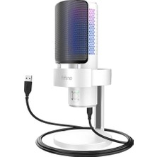 SBN - Store Prime Fifine A9W USB Rgb LED Işıklı Masaüstü Mikrofon, Beyaz