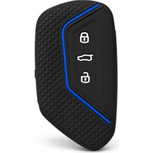 Autohan Keys Golf 8 2021+ Caddy 2021+ Tiguan 2024 Cupra Formenter Leon Petek Desenli Anahtar Kılıfı Siyah Mavi
