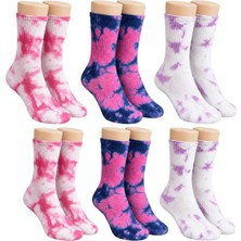 Nilya Unisex Batik Desenli Çorap 6'lı Set Pamuklu Renkli Uzun Soket Dikişsiz Nefes Alan Günlük Spor Çorabı