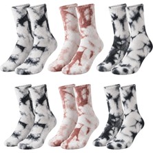 Nilya Unisex Batik Desenli Çorap 6'lı Set Pamuklu Uzun Soket Günlük Spor Nefes Alan Dikişsiz
