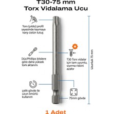 Azimli 75 mm T30 Torx Vidalama Ucu 1 Adet Çelik Torx Bits Uç