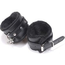 Mabelme Store Kadın Siyah El Yapımı Içi Peluş Fantezi Deri Kelepçe 5000