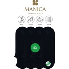 MANICA Erkek Bambu Sneaker Çorap 4 Çift - Siyah