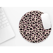 Riyaz Pembe Leopar Desen |yuvarlak Kauçuk Taban Mouse Pad (20CM)