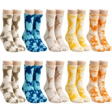 Nilya Unisex Batik Desenli Çorap 10'lu Set Pamuklu Renkli Uzun Soket Dikişsiz Nefes Alan Günlük Spor Çorabı
