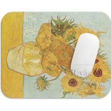 Riyaz Van Gogh | Ayçiçekli Vazo - Dikdörtgen Mouse Pad, 17,5 cm x 21,50 cm