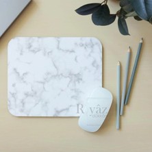 Riyaz Beyaz Mermer - Dikdörtgen Mouse Pad, 17,5 cm x 19,50 cm