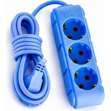 SBN - Store Prime Ufo 3lü 3 Metre Topraklı Grup Priz, 16A 250V, Üçlü Uzatma Kablosu Mavi Renk