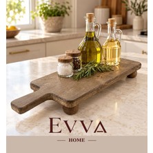Evva Home Saplı ve Top Ayaklı Ahşap Dekoratif Sunumluk ve Servis Tepsisi