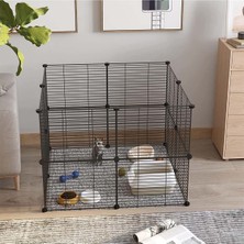 Die Grup 16 Panel Evcil Küçük Hayvan Kedi Köpek Kuş Evi Kafesi Oyun Parkı Portatif Taşınabilir Metal Tel