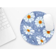 Riyaz Papatyalar Mavi Zemin |yuvarlak Kauçuk Taban Mouse Pad (20CM)