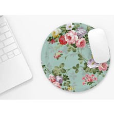 Riyaz Sarmaşık Çiçekler |yuvarlak Kauçuk Taban Mouse Pad (20CM)