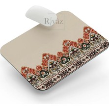 Riyaz Etnik Krem Renk Desen - Dikdörtgen Mouse Pad, 17,5 cm x 21,50 cm