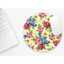 Riyaz Güller Sarı Zemin |yuvarlak Kauçuk Taban Mouse Pad (20CM)
